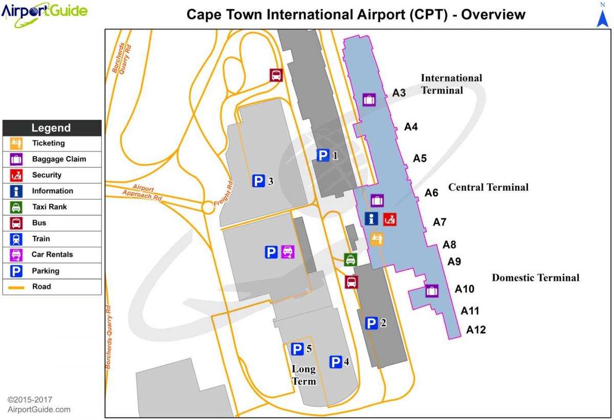 Cape Town international airport terminal kaart