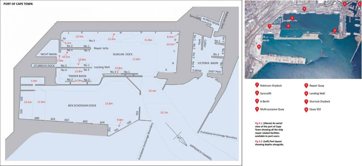 kaart van de haven van kaapstad