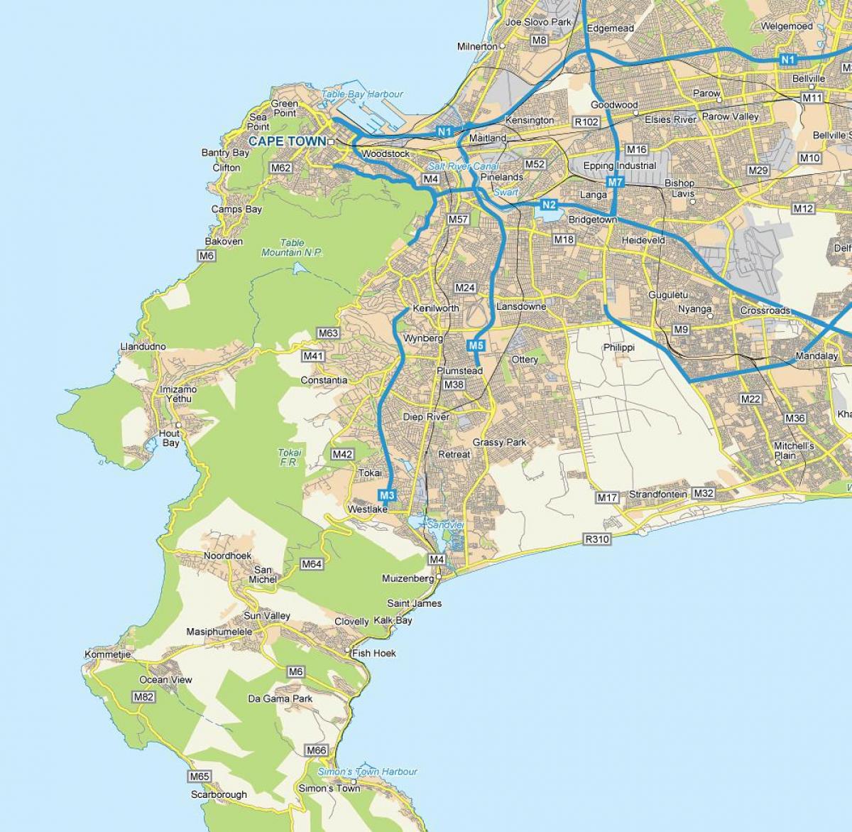 kaart van diep rivier kaapstad