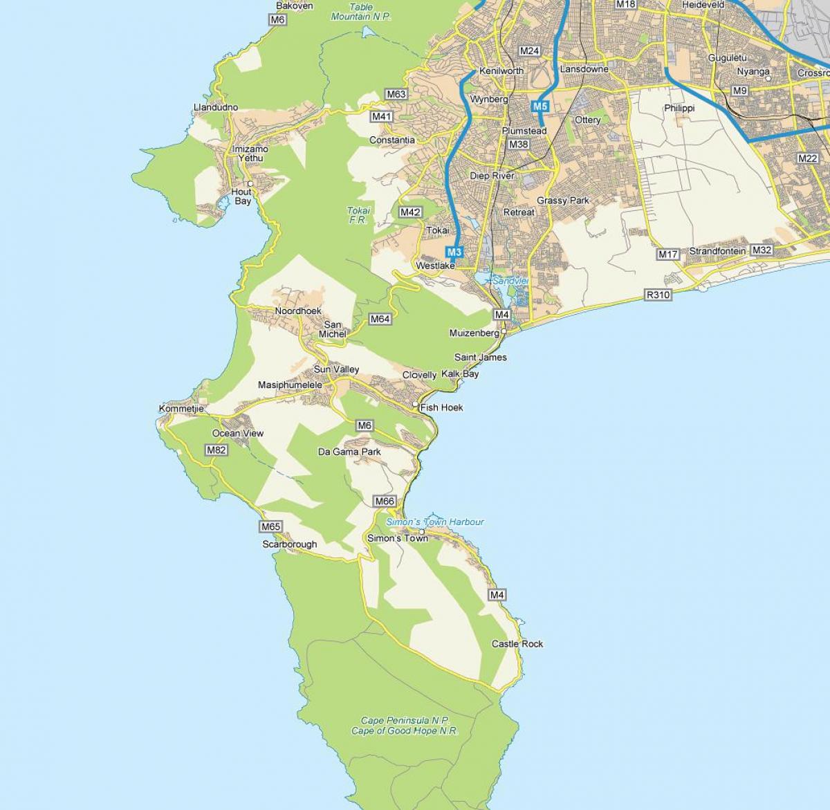 kaart van fish hoek Zuid-Afrika