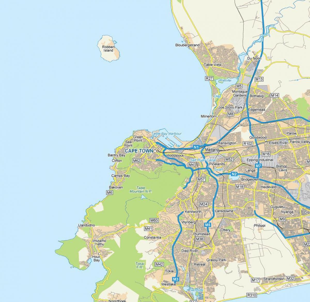Kaapstad centrum kaart