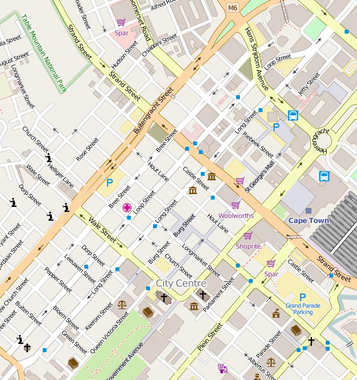 Kaapstad centrum kaart