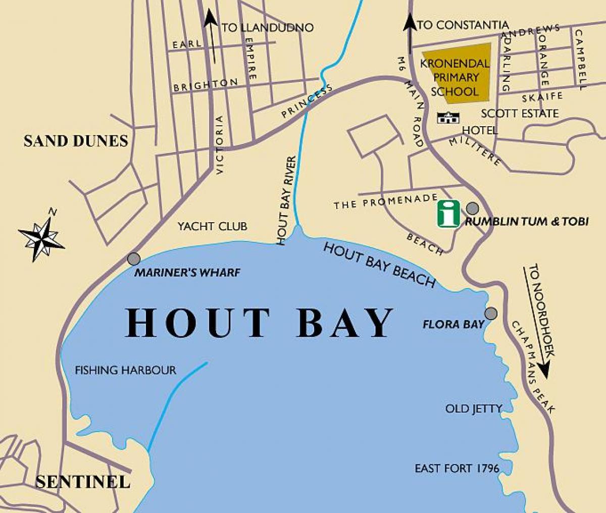 kaart van hout bay kaart kaapstad