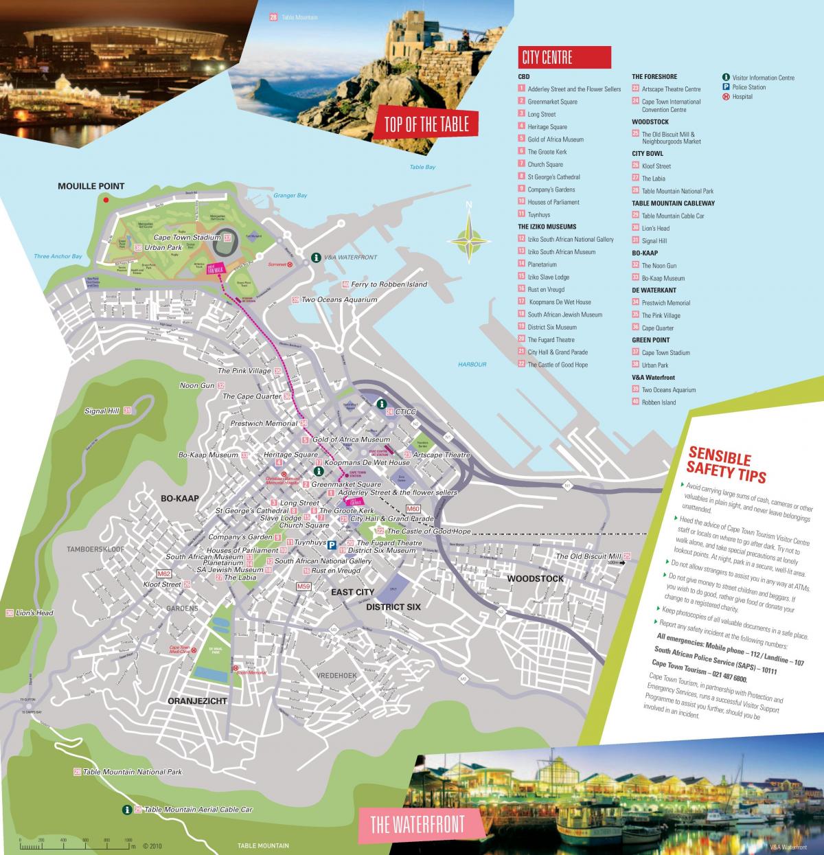 Kaapstad toeristische attracties kaart