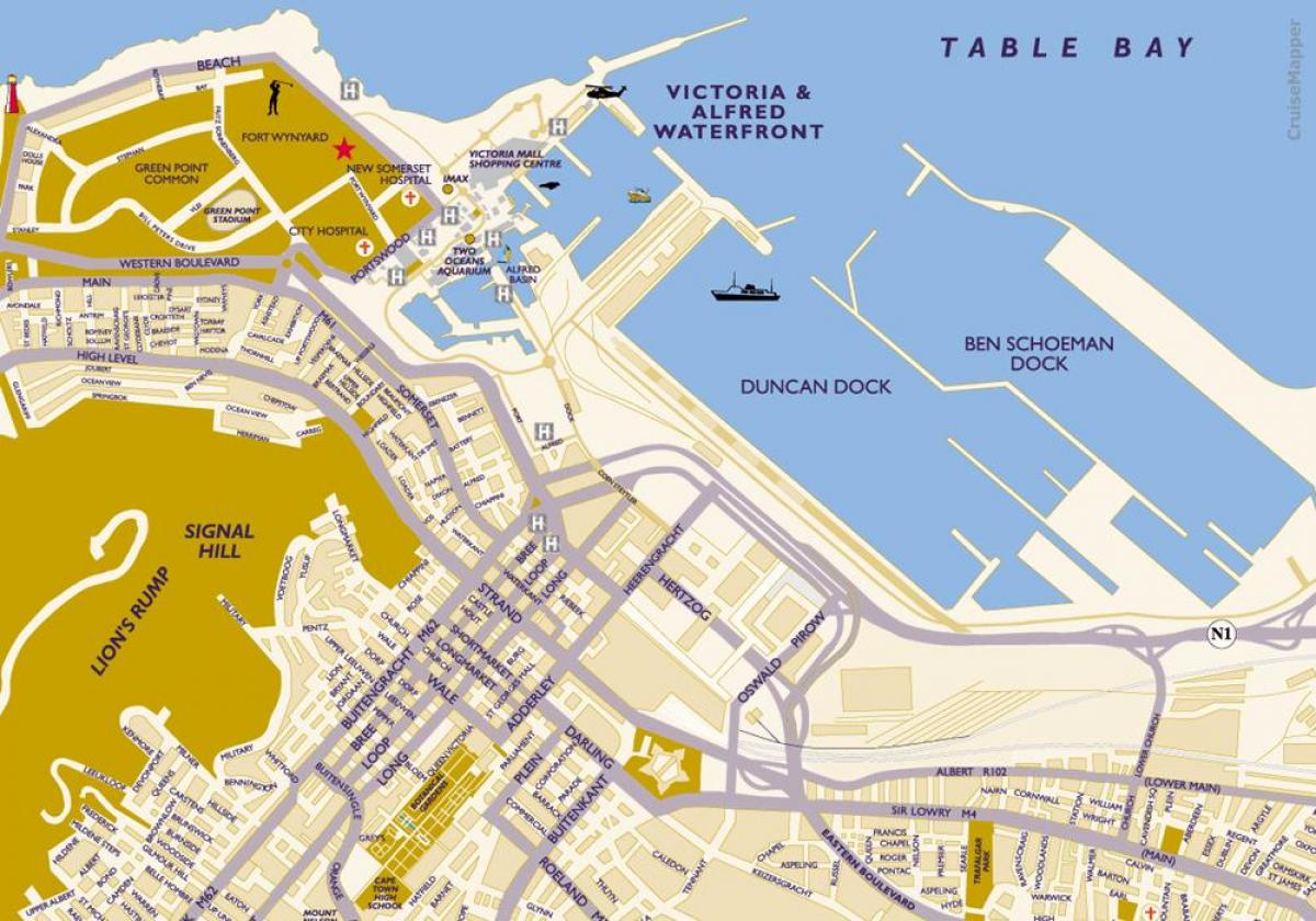kaart van kaapstad cruise terminal