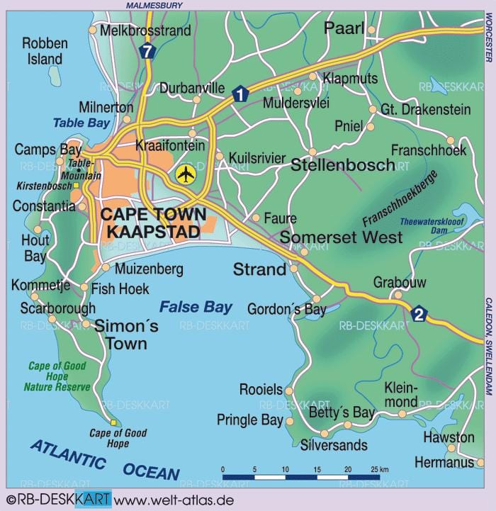 de kaart van kaapstad
