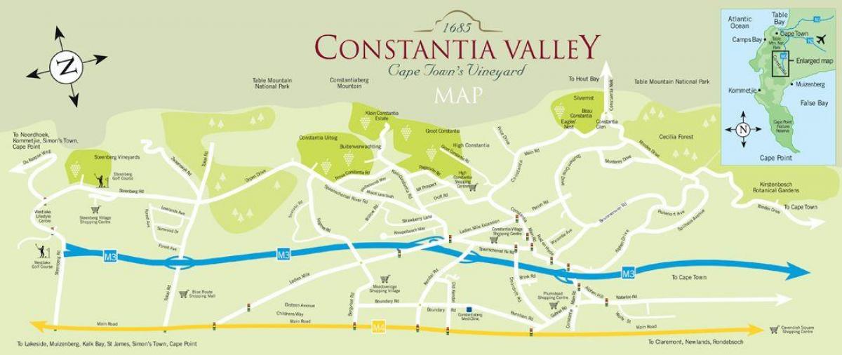 kaart van constantia, kaapstad