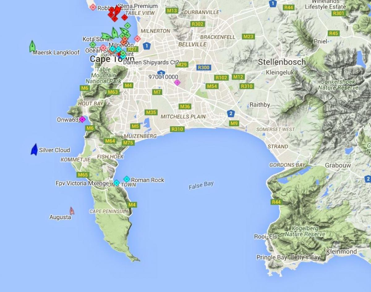 kaart van kaart van fish hoek en omgeving