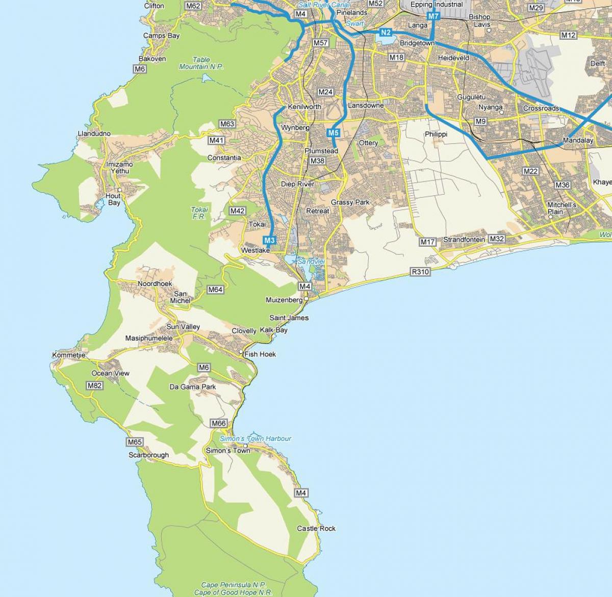 kaart van muizenberg kaapstad