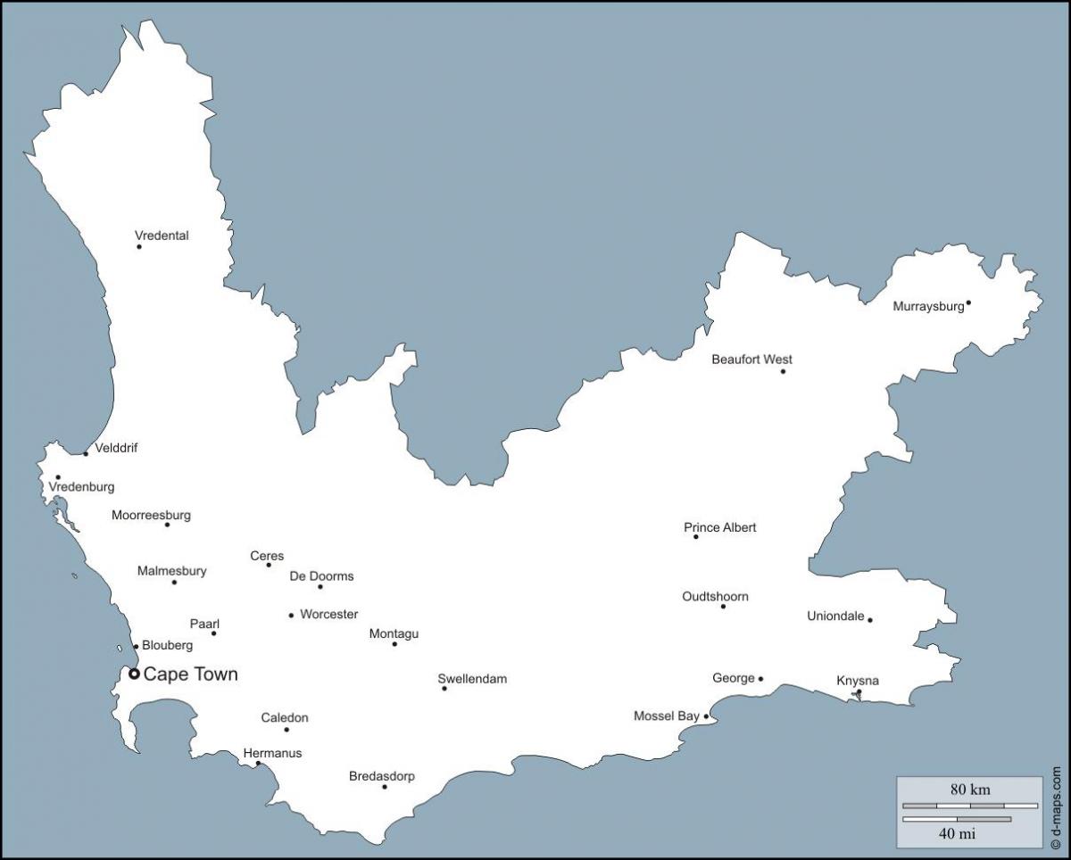 kaart west-Kaap Steden
