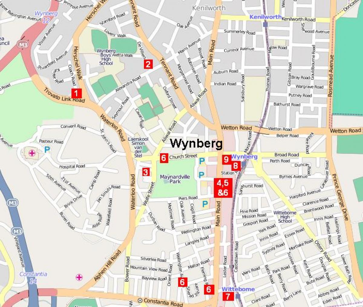  kaart van wynberg-kaapstad kaapstad