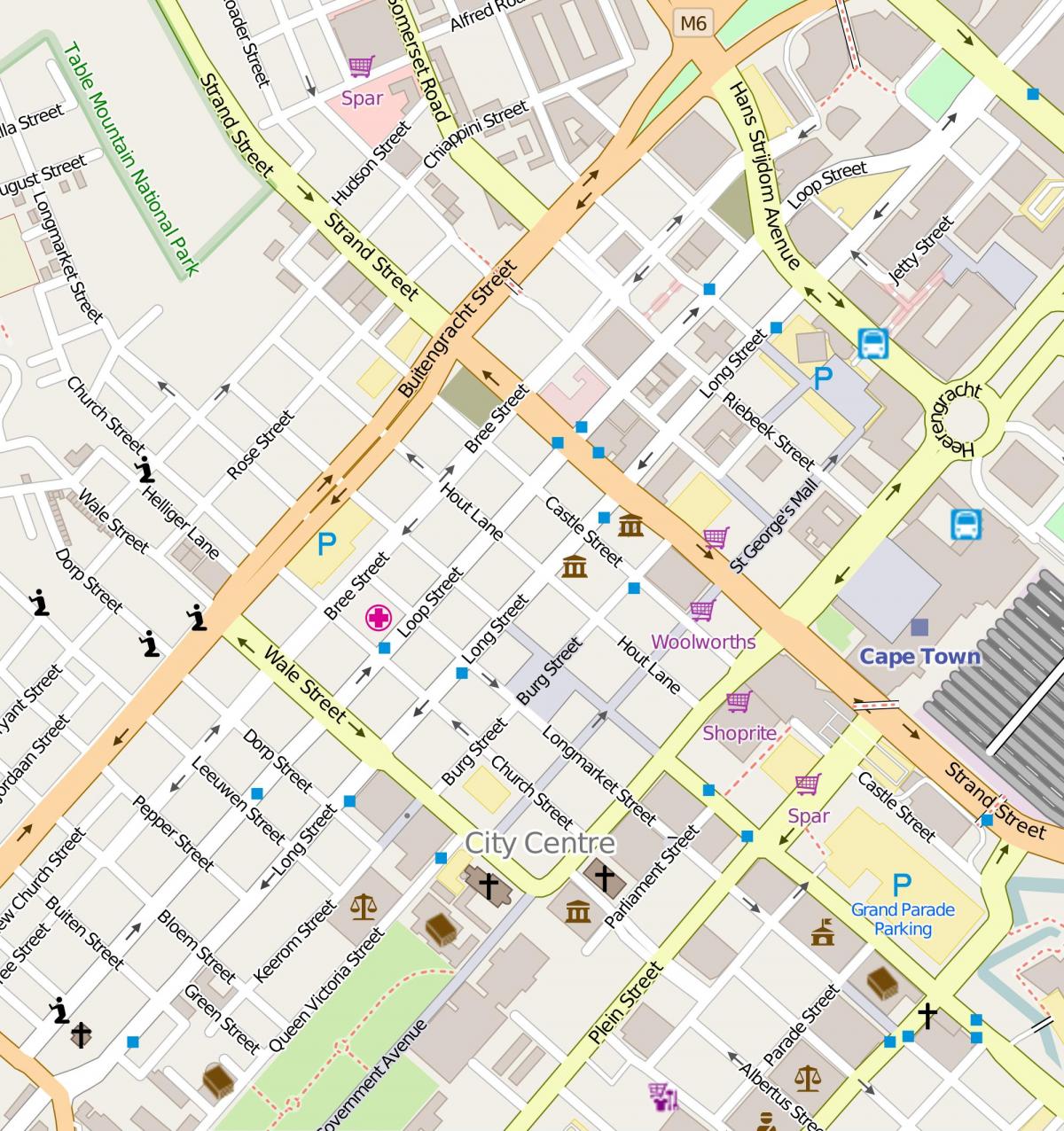 kaart van de loop street kaapstad
