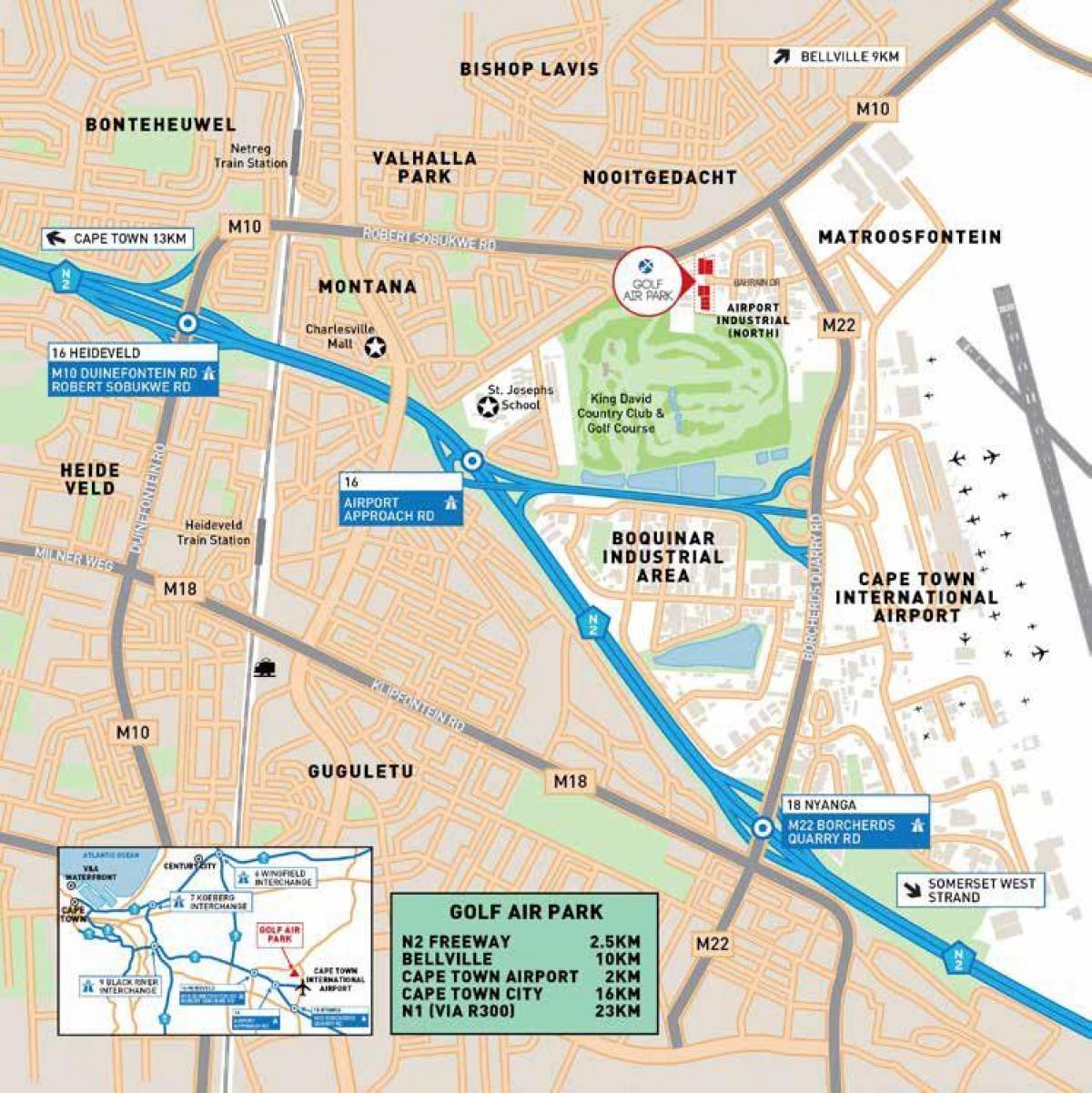 kaart van de luchthaven van industria kaapstad
