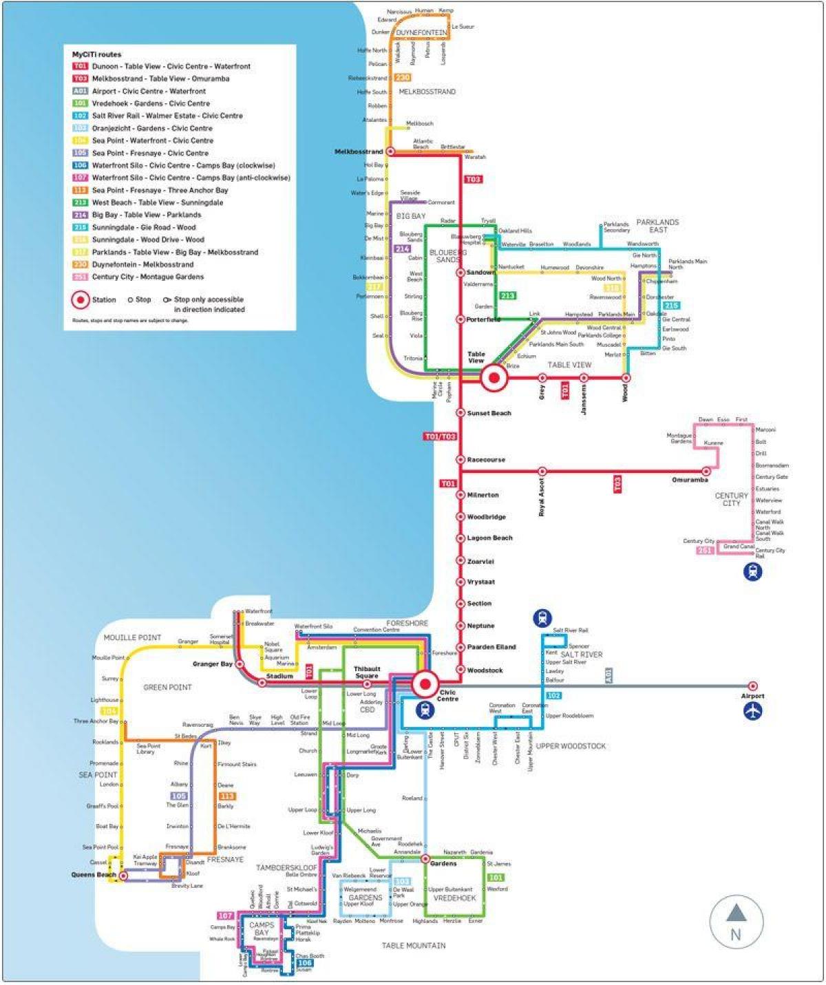 myciti bus route kaart