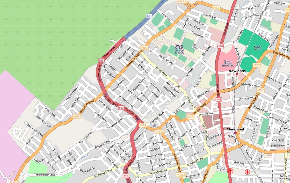 kaart van newlands kaapstad