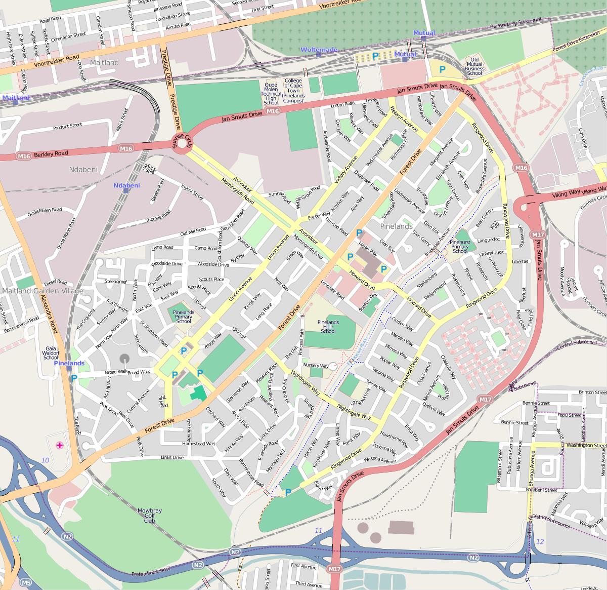 kaart van pinelands kaapstad