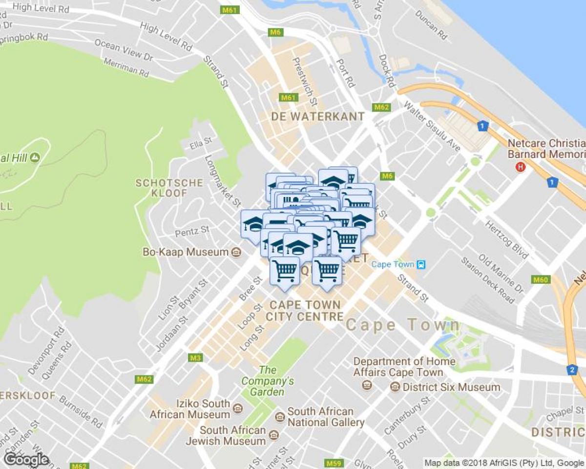 kaart van shortmarket street in kaapstad