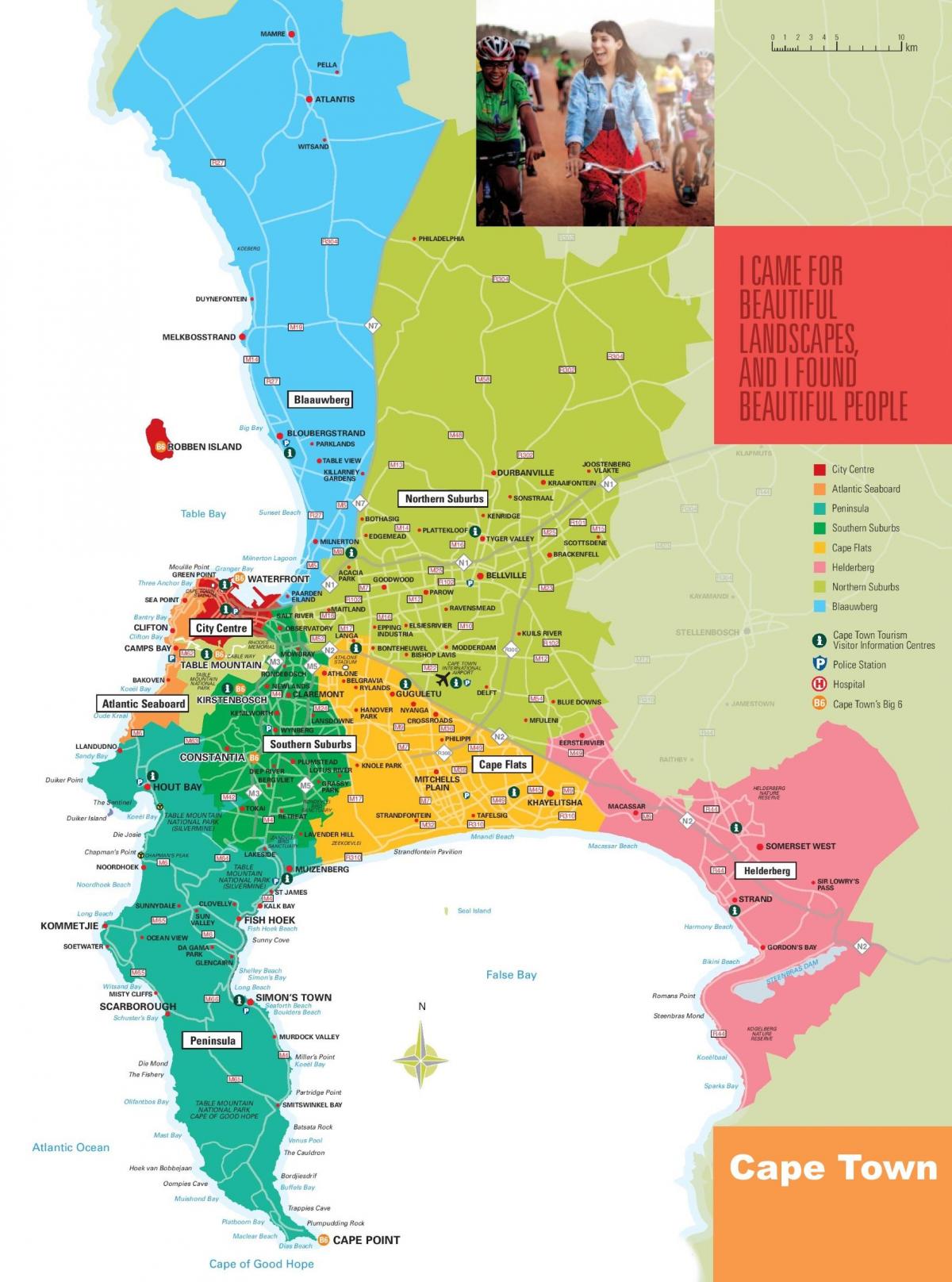 kaart van de suburbs in kaapstad