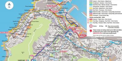 Kaart van golden arrow-bus route