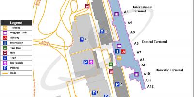 De internationale luchthaven van kaapstad kaart