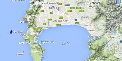 Kaart van kaart van fish hoek en omgeving