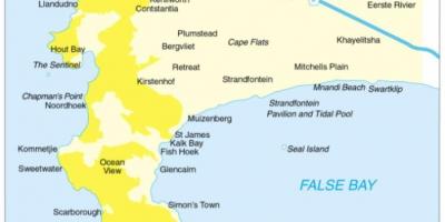 Kaart van het kaapse schiereiland Zuid-Afrika