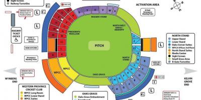 Kaart van het cricketstadion newlands