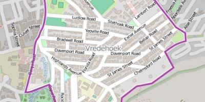 Kaart van vredehoek kaapstad